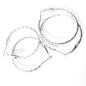 2 Pairs Large Silver Hoops